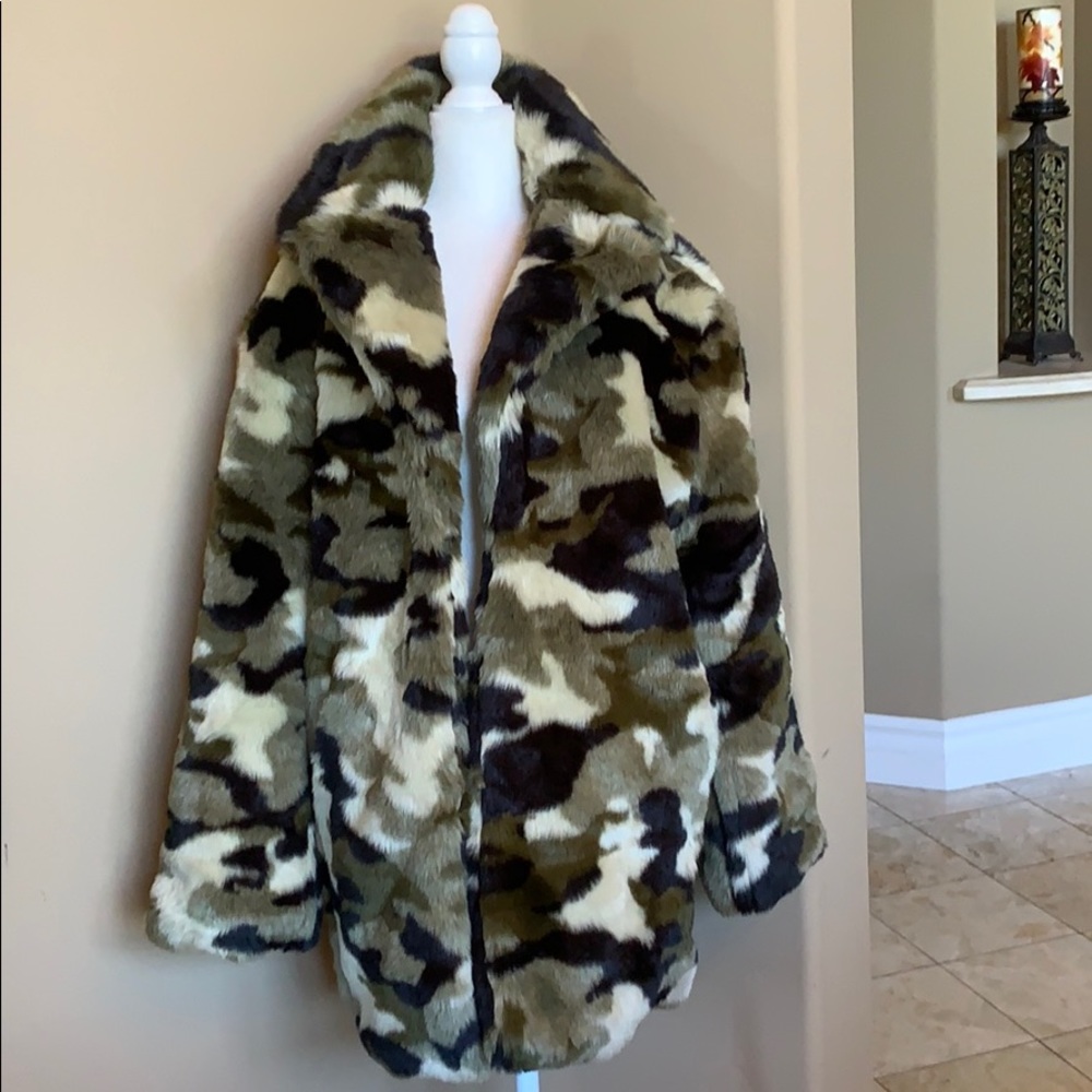 Pam and gela camouflage pho fur coat NWT